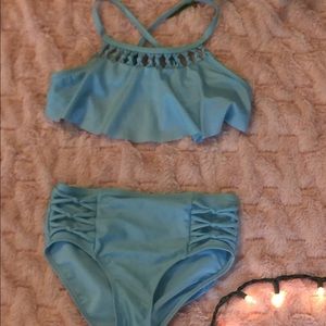Girls justice light blue bikini high waisted